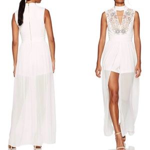 XOXO Embroidered Overlay Romper Maxi Dress